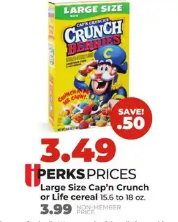 Hy-Vee Large Size Cap'n Crunch or Life cereal offer