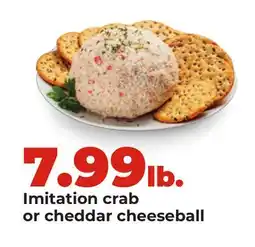 Hy-Vee Imitation crab or cheddar cheeseball offer