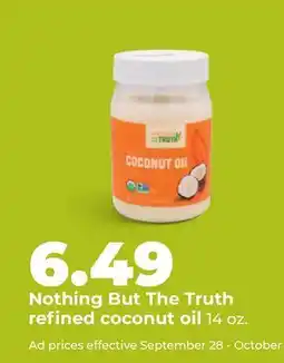 Hy-Vee Nothing But The Truth refined coconut oil offer