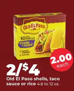 Hy-Vee Old El Paso shells, taco sauce or rice offer