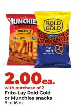 Hy-Vee Frito-Lay Rold Gold or Munchies snacks offer