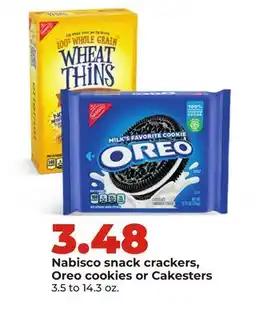 Hy-Vee Nabisco snack crackers, Oreo cookies or Cakesters offer