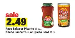 Meijer Pace Salsa or Picante 16 OZ., Nacho Sauce 22 Oz., or Queso Bowl 11 Oz offer