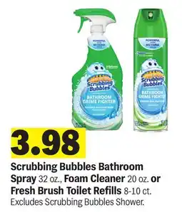 Meijer Scrubbing Bubbles Bathroom Spray 32 oz., Foam Cleaner 20 oz. or Fresh Brush Toilet Refills 8-10 ct offer