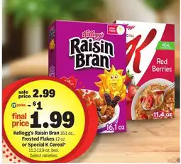 Meijer Kellogg's Raisin Bran 16.1 oz., Frosted Flakes 12 oz. or Special K Cereal* 11.2-12.9 oz. box offer