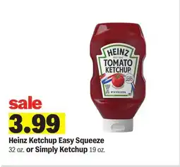 Meijer Heinz Ketchup Easy Squeeze 32 oz. or Simply Ketchup 19 oz offer