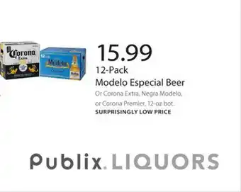 Publix 12-pack Modelo Especial Beer offer