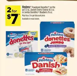 Dollar General Hostess Powdered Donettes on the go!, Danish Cherry Cheese, or Jumbo Donettes Blueberry offer