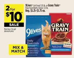 Dollar General 9Lives Cat Food 3.15 lb. or Gravy Train Dog Food Beefy Classic 3.5 lb offer