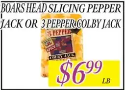 Fine Fare Boars Head Slicing Pepper Jack or 3 Pepper Colby Jack offer