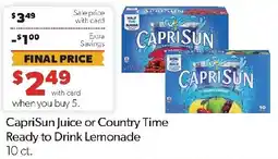 Family Fresh Market Caprisun Juice or Country Time Ready to Drink Lemonade offer