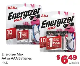 Family Fresh Market Energizer Max AA or AAA Batteries offer