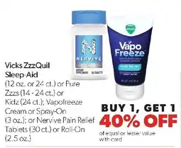 Family Fresh Market Vicks Vapo Freeze or Nervive Pain Relief Tablets offer