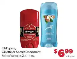 Family Fresh Market Old Spice, Gillette or Secret Deodorant offer