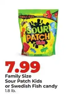 Hy-Vee Family Size Sour Patch Kids or Swedish Fish candy offer