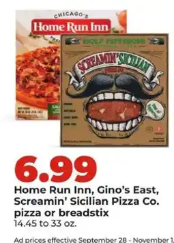 Hy-Vee Home Run Inn, Gino's East, Screamin' Sicilian Pizza Co. pizza or breadstix offer