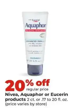 Hy-Vee Nivea, Aquaphor or Eucerin products offer