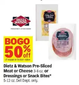 Meijer Dietz & Watson Pre-Sliced Meat or Cheese offer