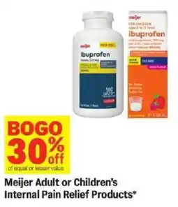Meijer Meijer Adult or Children's Internal Pain Relief Products offer