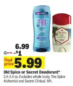 Meijer Old Spice or Secret Deodorant offer