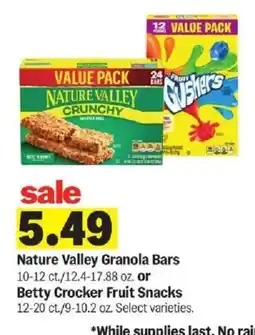 Meijer Nature Valley Granola Bars or Betty Crocker Fruit Snacks offer
