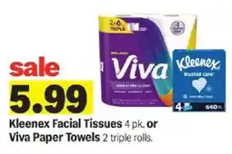 Meijer Kleenex Facial Tissues or Viva Paper Towels offer