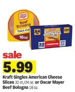 Meijer Kraft Singles American Cheese Slices or Oscar Mayer Beef Bologna offer