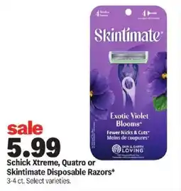 Meijer Schick Xtreme, Quatro or Skintimate Disposable Razors offer