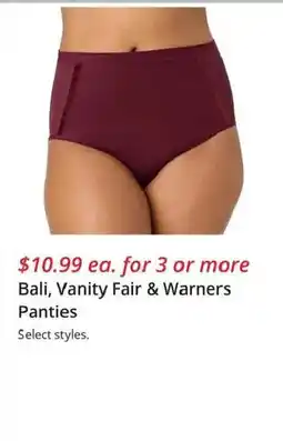 JC Penney Bali, Vanity Fair & Warners Panties offer