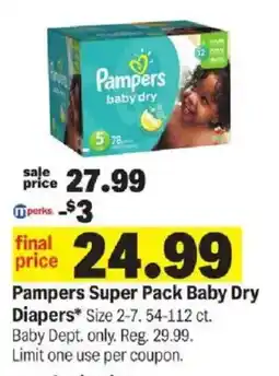 Meijer Pampers super pack baby dry diapers offer
