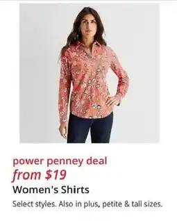 JC Penney Power Penney deal Women's Shirts offer