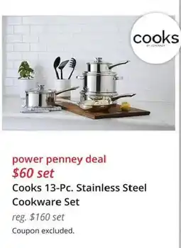 JC Penney Cooks 13-Pc. Stainless Steel Cookware Set offer