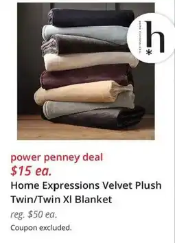 JC Penney Home Expressions Velvet Plush Twin/Twin XI Blanket offer