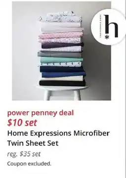 JC Penney Home Expressions Microfiber Twin Sheet Set offer