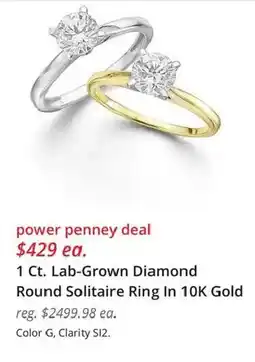 JC Penney 1 Ct. Lab-Grown Diamond Round Solitaire Ring In 10K Gold offer
