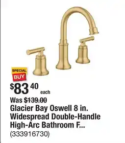 The Home Depot Glacier Bay Oswell 8 in. Widespread Double-Handle High-Arc Bathroom Faucet in Brushed Gold offer