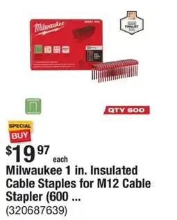 The Home Depot Milwaukee 1 in. Insulated Cable Staples for M12 Cable Stapler offer