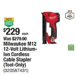 The Home Depot Milwaukee M12 12-Volt Lithium-Ion Cordless Cable Stapler (Tool-Only) offer
