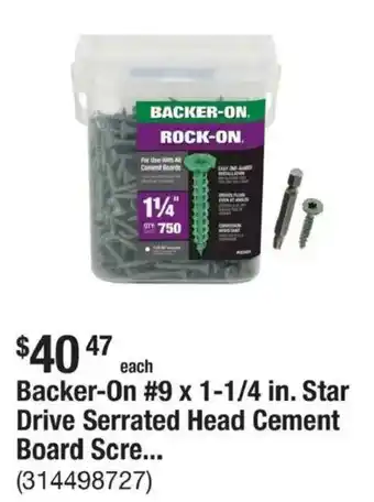 Backer-On #9 x 1-1/4 in. Star Drive Serrated Head Cement Board Screw