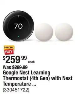 The Home Depot Google Nest Learning Thermostat 4th Gen with Nest Temperature offer