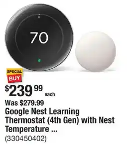 The Home Depot Google Nest Learning Thermostat (4th Gen) with Nest Temperature offer
