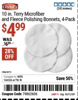 Harbor Freight Tools Grants terry microfiber and fleece polishing bonnets offer