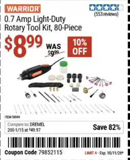 Harbor Freight Tools Warrior 0.7 Amp Light-Duty Rotary Tool Kit offer