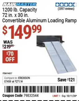 Harbor Freight Tools Haulmaster convertible aluminum loading ramp offer