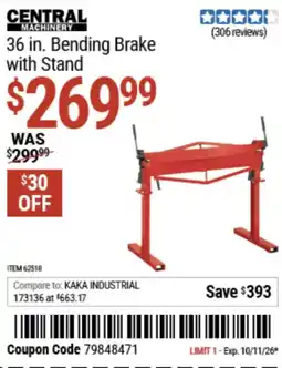 Harbor Freight Tools Central Machinery 36 in. Bending Brake with Stand offer
