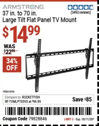 37 in. to 70 in. Armstrong large tilt flat panel tv mount