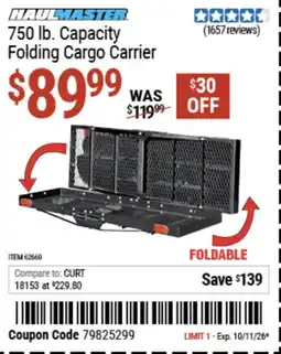 Harbor Freight Tools Haulmaster Capacity folding cargo carrier offer