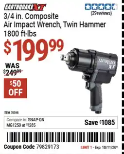 Harbor Freight Tools Earthquake xt 3/4 in. composite air impact wrench, twin hammer offer