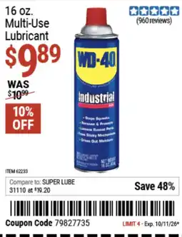 Harbor Freight Tools Wd-40 Multi-use lubricant offer