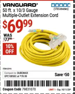 Harbor Freight Tools Vanguard multiple-outlet extension cord offer